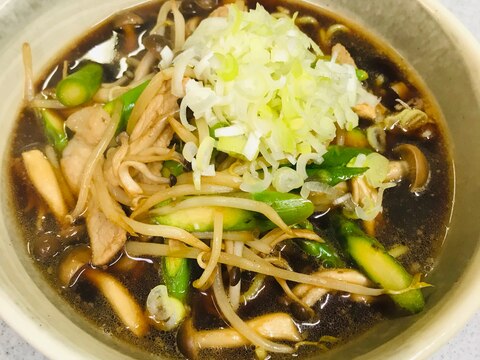 冷蔵庫にあった材料で野菜たっぷり醤油ラーメン